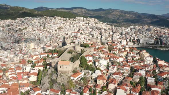 Aerial view with the city of Kavala