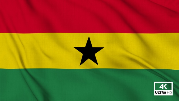 Ghana Flag Waving Slowly Looped