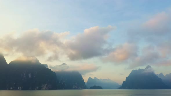 Mist On The Top Of Mountain In The Lagoon.