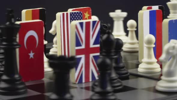 Chessboard with Flags of Countries