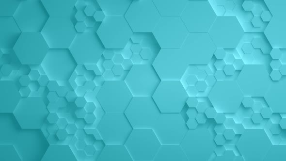 Turquoise Abstract Hexagon Geometric Surface Seamless Loop  UHD