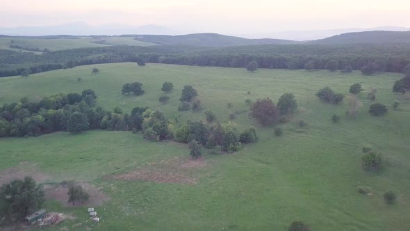 Aerial view of the countryside in Romania Europe