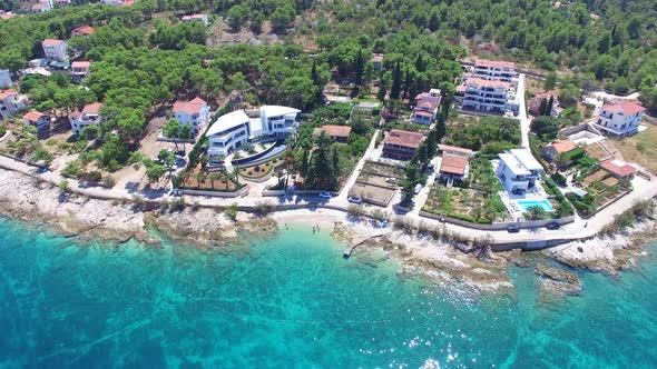 Flying over a peaceful Dalmatian tourist resort