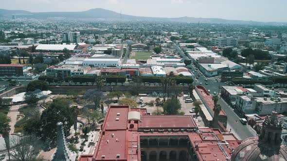 View of landing at Santa rosa de Viterbo church in downtown Queretaro Mexico