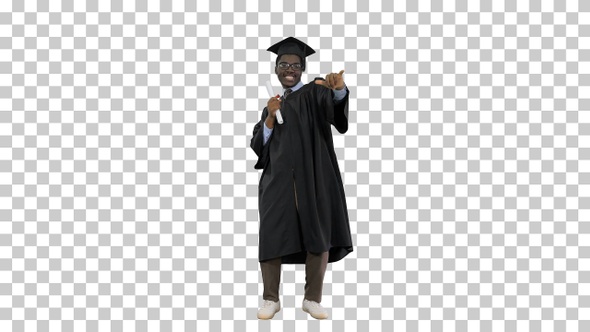 Excited african american male student, Alpha Channel