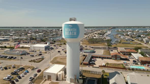 Aerial Push In And Pull Out Atlantic Beach Water Tower