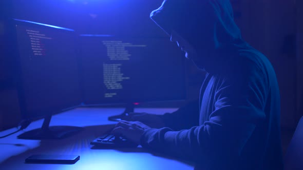 Hacker Using Computer Virus for Cyber Attack