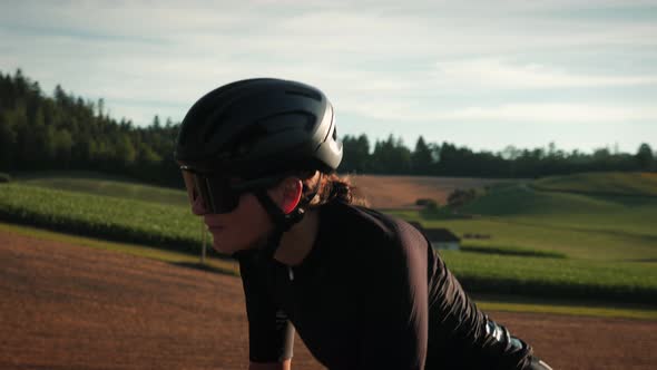 Cycling and triathlon. Cycling at sunset