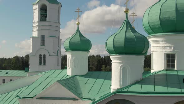 Alexander Svirsky Monastery Beautiful Summer Aerial Footage