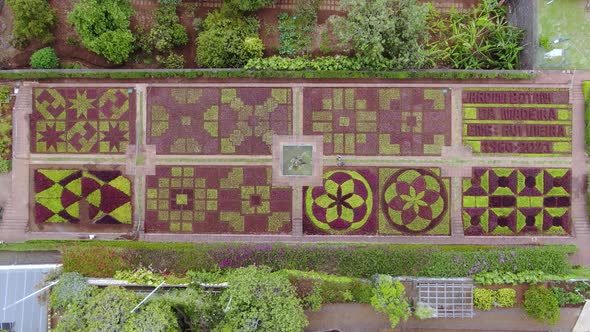 Aerial view of a flower carpet in Funchal, Madeira, Portugal