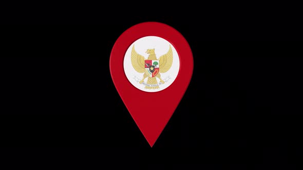 3D Rotating Pin Icon Animation With Indonesia  Coat Of Arms  Alpha Channel  4K