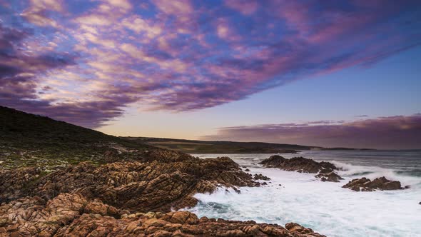 Time Lapse of southern Western Australia. Indian Ocean slamming the coastal rocks. Beautiful scenery