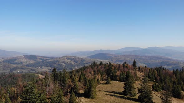 Flight over autumn mountains.