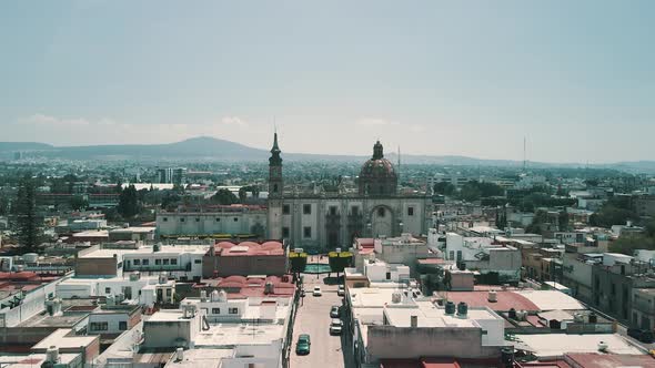 Aerial view of Santa Rosa de viterbo church in Mexico