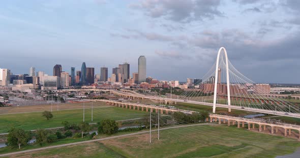 Establishing aerial shot of downtown Dallas