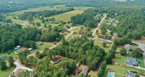 Aerial View Boiling Springs Town Urban Landscape of a Small Sleeping Area Roofs of the Houses in