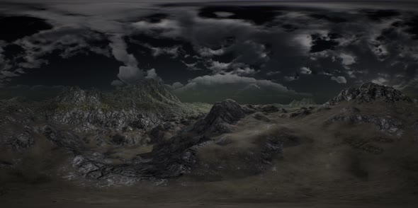 VR 360 Huge Dark Clouds Over Scottish Highlands