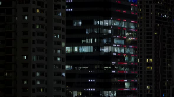 Light Pollution, Funky Shiny Glamming High Building LED, Dense Modern City Central Finance Business