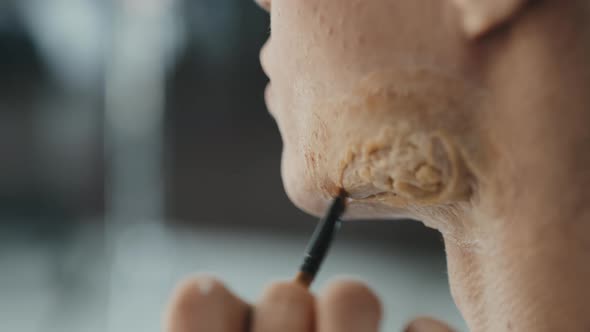 Close Up of Applying SFX Makeup on Face