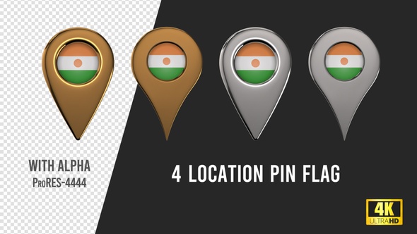 Niger Flag Location Pins Silver And Gold