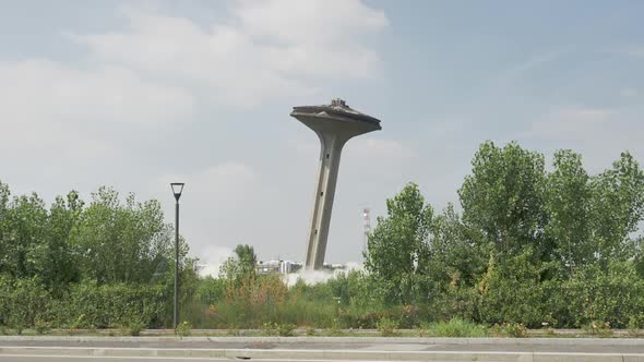 UFO Industrial Archeology Aqueduct tower tank Collapse Abatement in milan, distruction