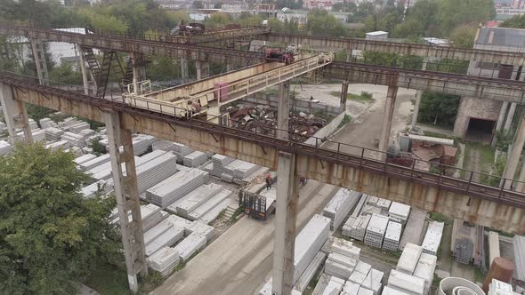 Aerial shot of a concrete factory