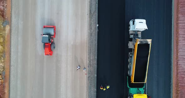 Construction Of A Highway, Laying Of Asphalt