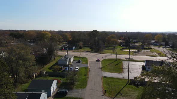 aerial view of a nice neighborhood in mchenry illinois on a sunny afternoon