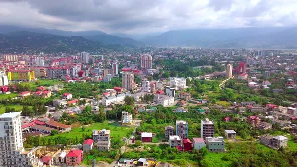 Shooting from a height on the resort city of Batumi in Georgian Adjara.