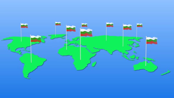 Flag Of Bulgaria Around The World Flying Wave Animation