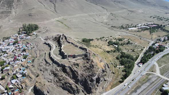 aerial view pasinler castle drone