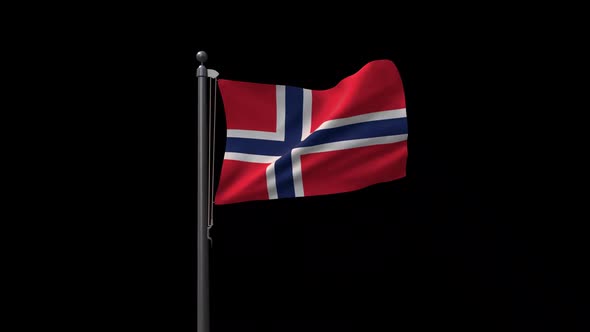 Norway Flagpole With Alpha Channel Flag On