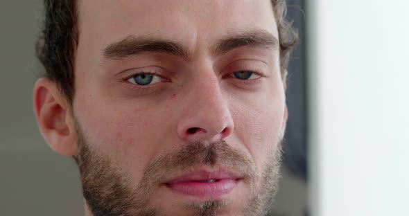 Headshot of a Young Caucasian Man Looking at the Camera with Confidence Sincere Emotions Expressing