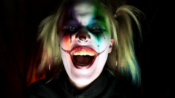 Crazy Clown Halloween Laughs Terribly