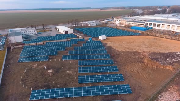 Solar power plant on the field