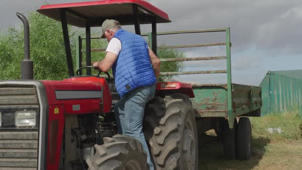 Mature man working on farm