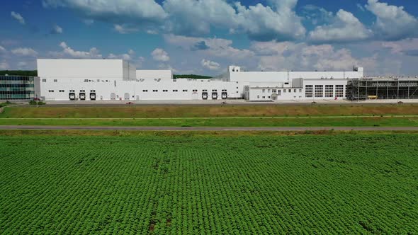 Industrial area landscape. Aerial landscape view of industrial area