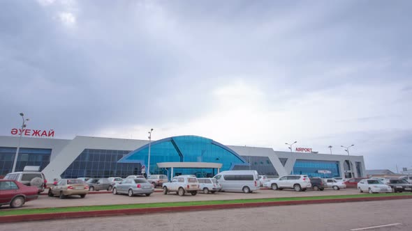 Airport in the City of Aktobe Timelapse Hyperlapse.