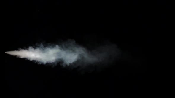 Stream of White Smoke on an Isolated Black Studio Background