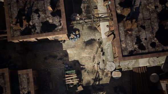 Aerial View of Abandoned Old Factory alt