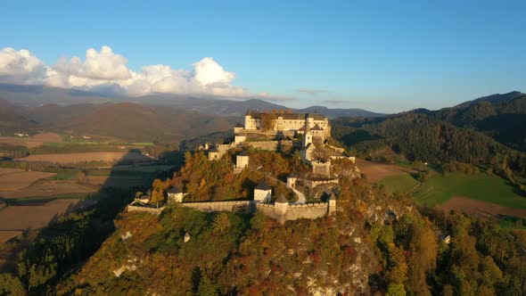 Aerial View Of Wellknown Medieval Castle Hochosterwitz 7