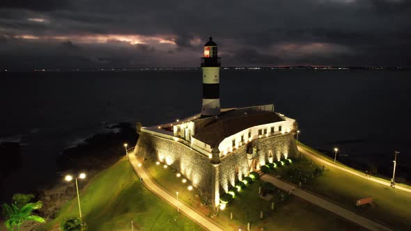 Night aerial view of tourism postal card at downtown Salvador Bahia Brazil.