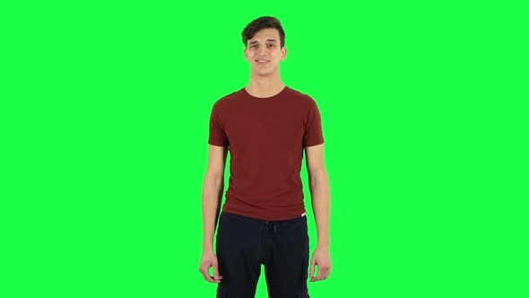 Guy Negatively Waving His Head. Green Screen