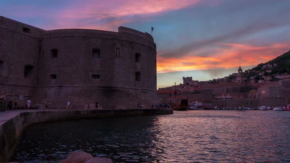 Sunset Time Lapse  Wall of Dubrovnik Croatia