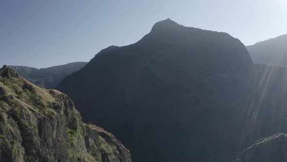 Aerial view of a landscape mountain, Saint Denis, Reunion.