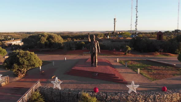 Drone Dolly In Shot of Nelson Mandela Statue in South Africa