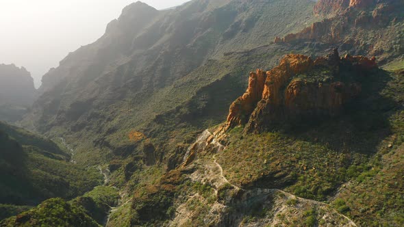 Incredibly Beautiful Sharp Cliffs in the Light of the Setting Sun