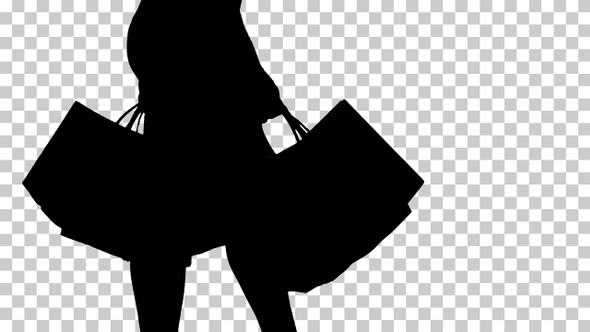 Silhouette Woman holding a shopping bag, Alpha Channel alt