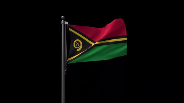 Vanuatu Flag On Flagpole With Alpha Channel