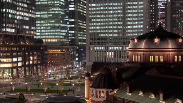 Timelapse Famous Old Tokyo Railway Station with Large Dome